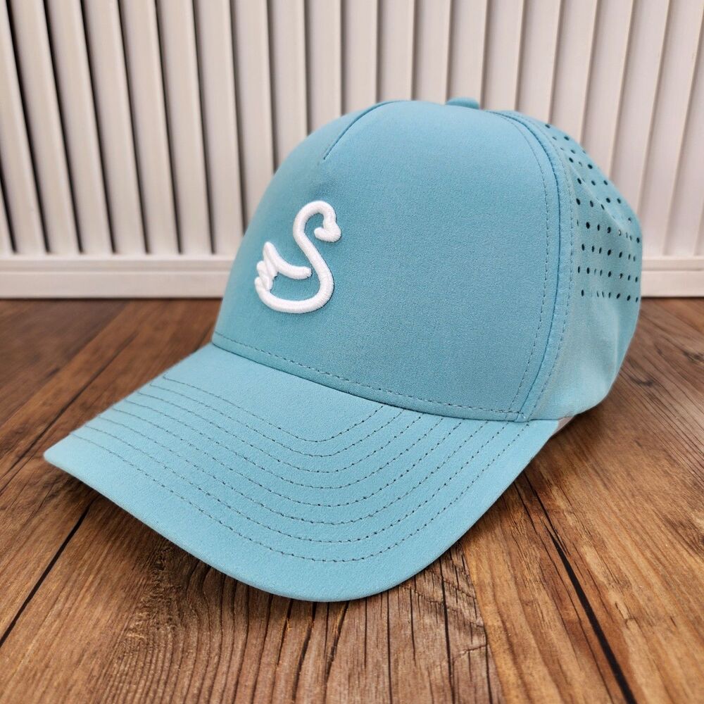 Swannies Golf Myla Womens Hat Aqua Blue Performance Ponytail Ventilated Ball Cap